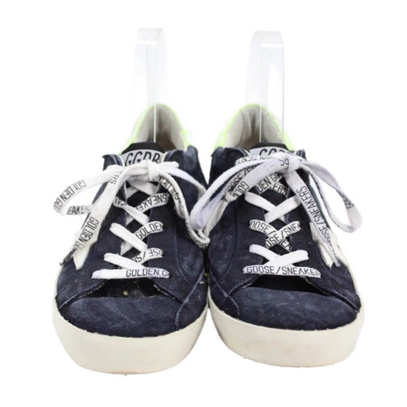 Golden Goose Shoes - Golden Goose Womens Suede Low Top Leather Trim Sneakers
Blue Size 8